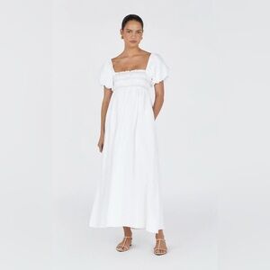 DISSH White Bianca Puff sleeve linen Dress